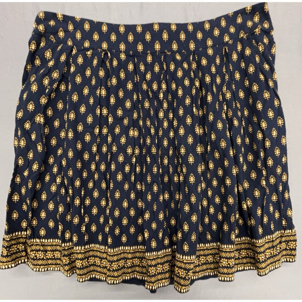 Gap Skirt M Blue Gold Print Short A Line Lightweight Preppy Career Boho Casual‎